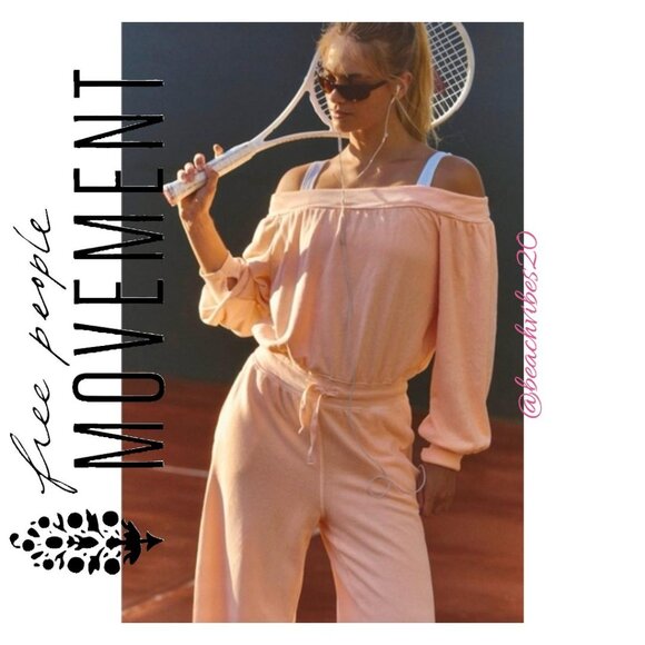 FP MOVEMENT BY FREE PEOPLE One to Beat Onesie Pastel Peach Large NWOT - Picture 4 of 6